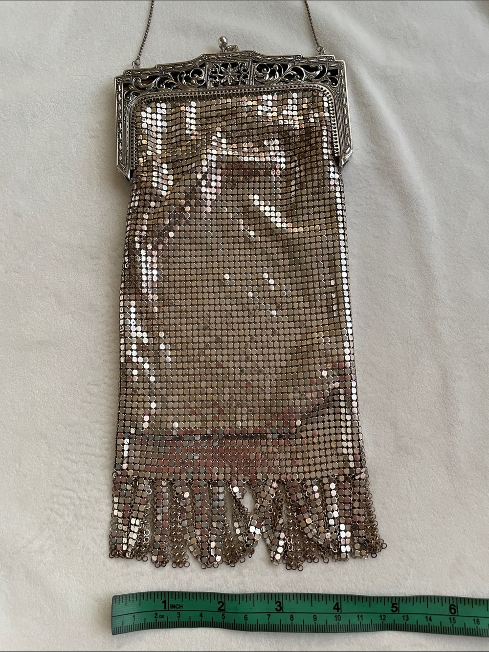 Antique Art Deco Whiting & Davis Silver Mesh Metal "flapper"Purse c.1920 - Picture 8 of 10